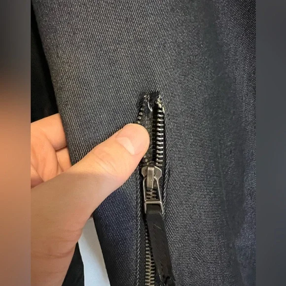 Coated Leather & Denim Bomber Jacket - Picture 4 of 4